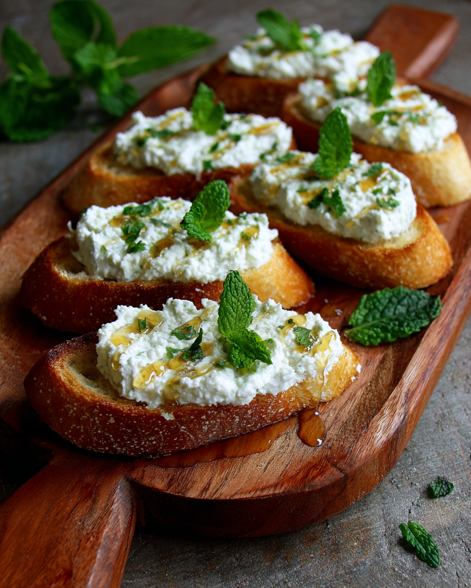 Mint and Ricotta Crostini