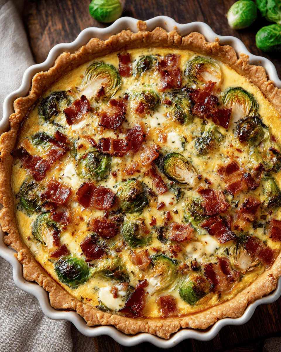 Brussels Sprouts & Bacon Quiche – Crispy, Creamy, Delicious