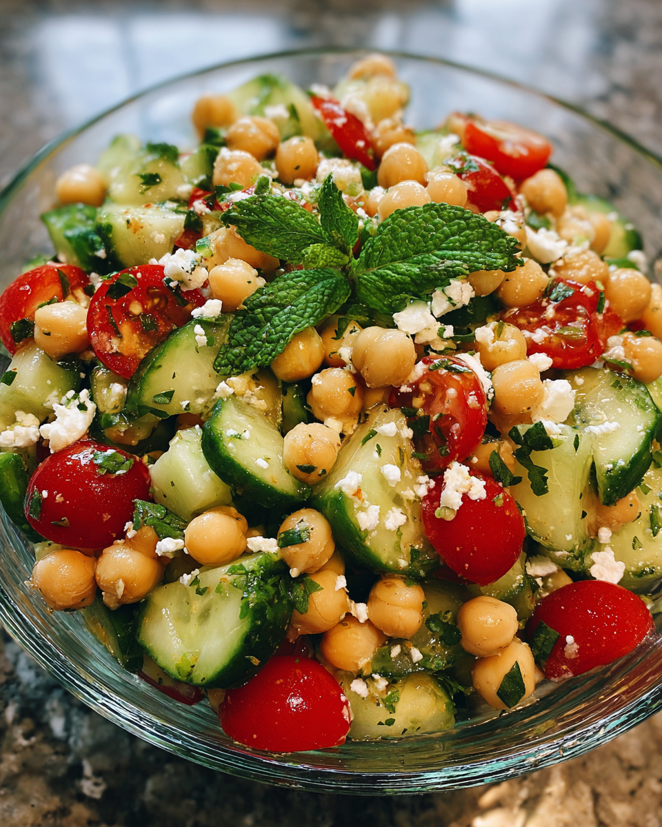 Minty Chickpea Cucumber Bowl
