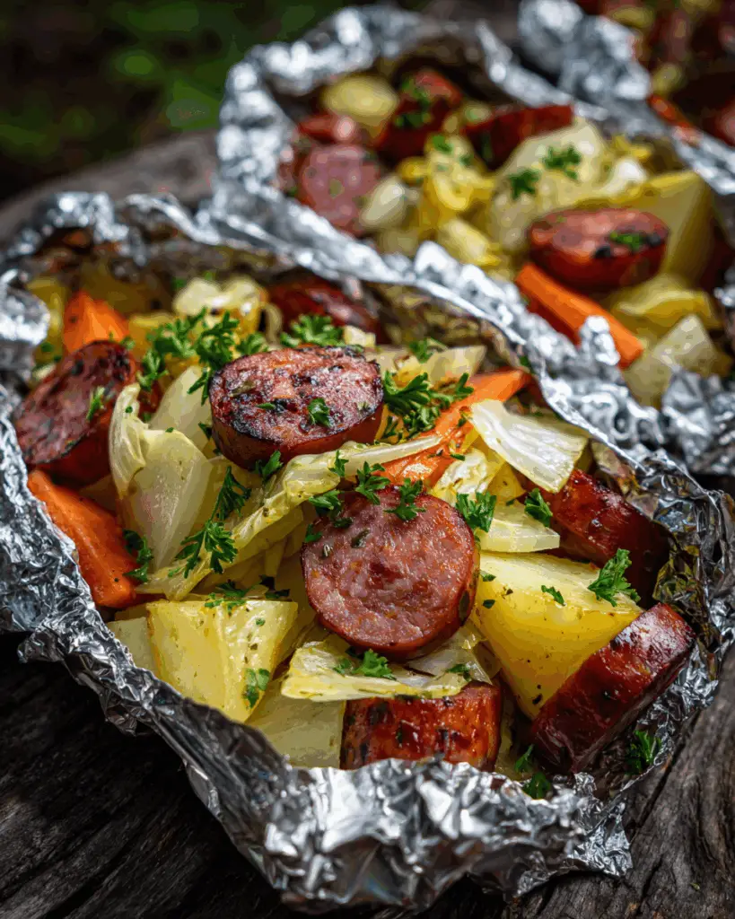 Kielbasa and Cabbage Foil Packs