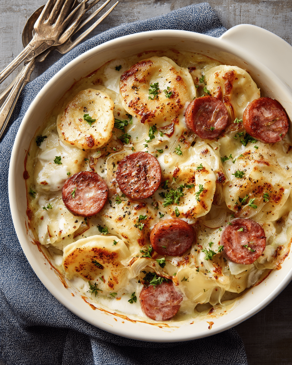 Kielbasa and Pierogi Bake