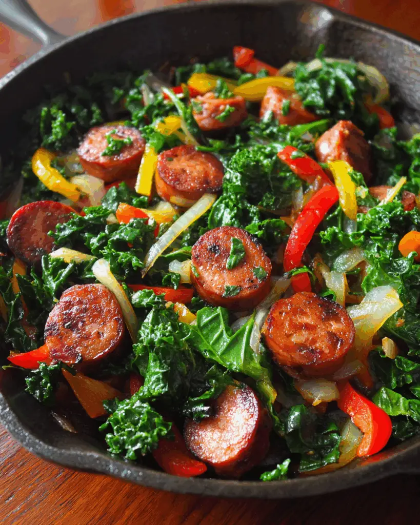 Kielbasa and Kale Skillet