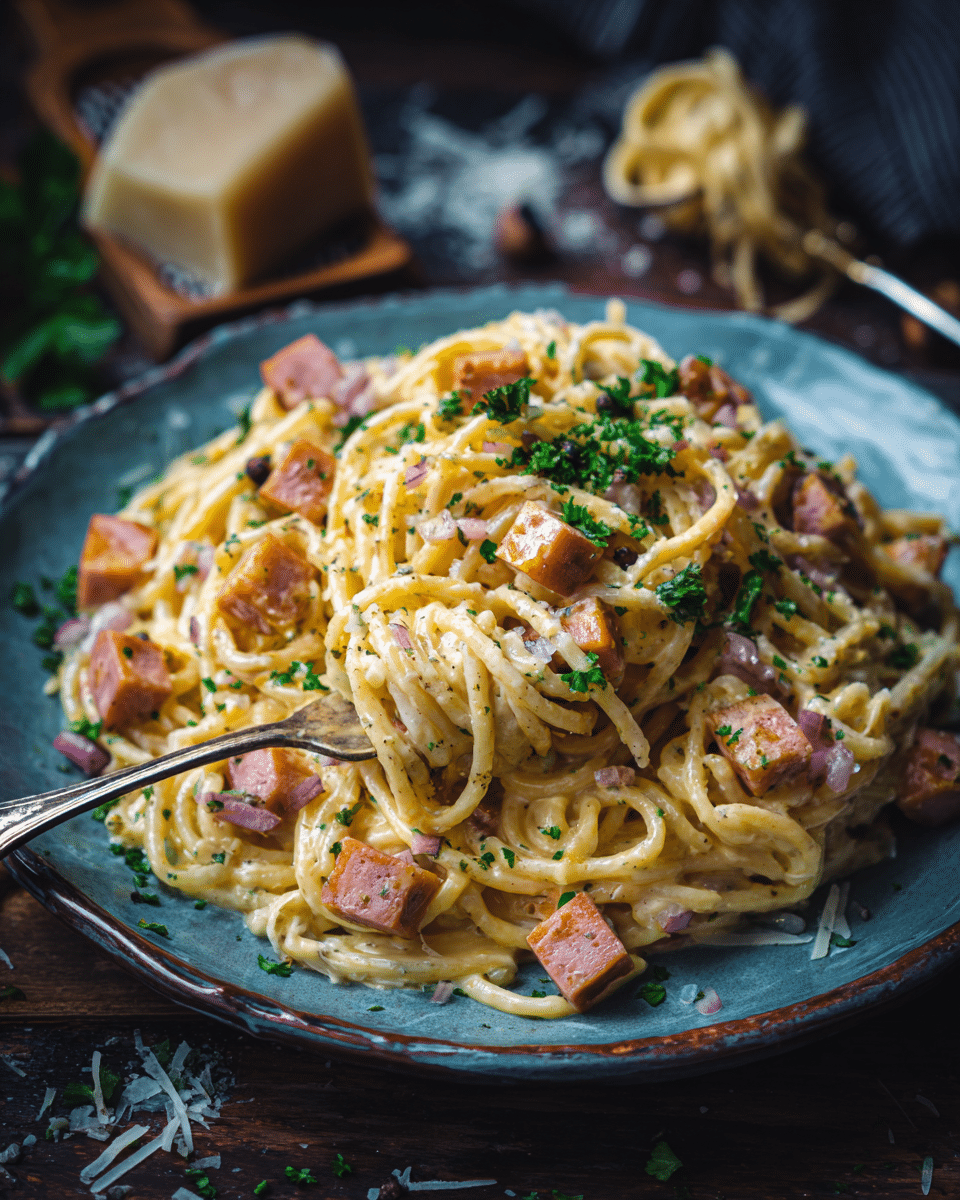 Luncheon Meat Carbonara – Creamy, Easy & Comforting