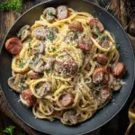 Creamy Kielbasa Mushroom Pasta