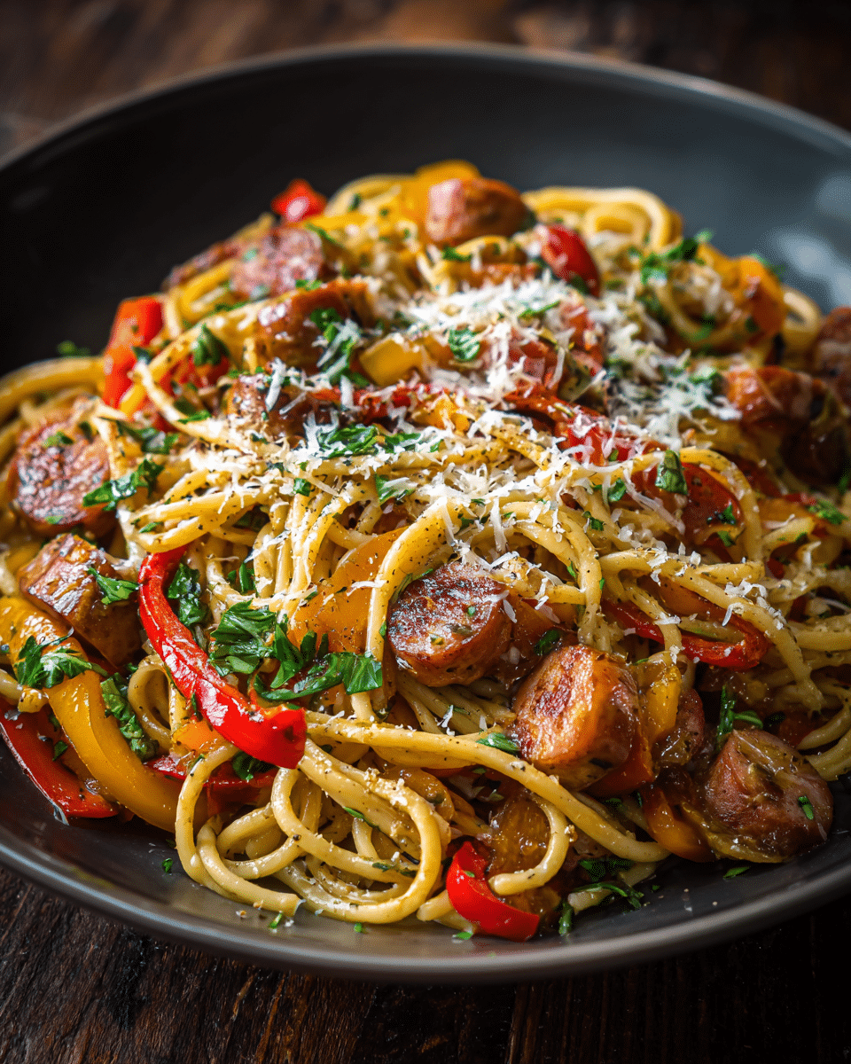 Kielbasa and Peppers Pasta
