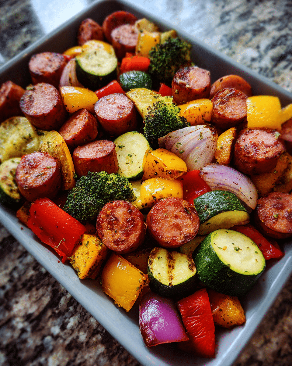 Air Fryer Kielbasa with Veggies