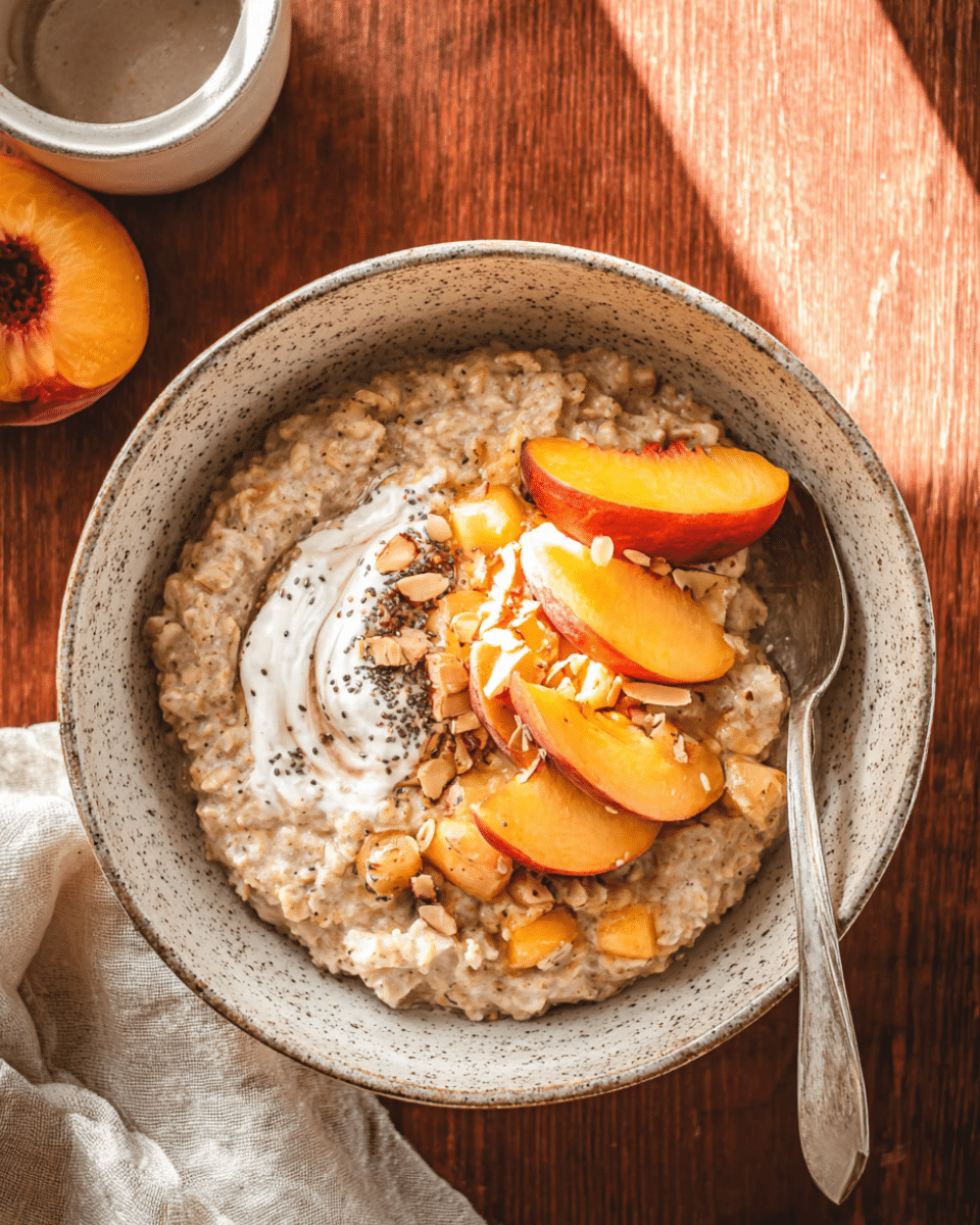 Peaches And Cream Oatmeal – Cozy Morning Comfort Bowl