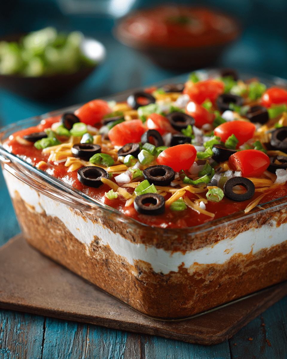 Football Food Seven-Layer Taco Dip – Bold, Layered & Game-Day Classic