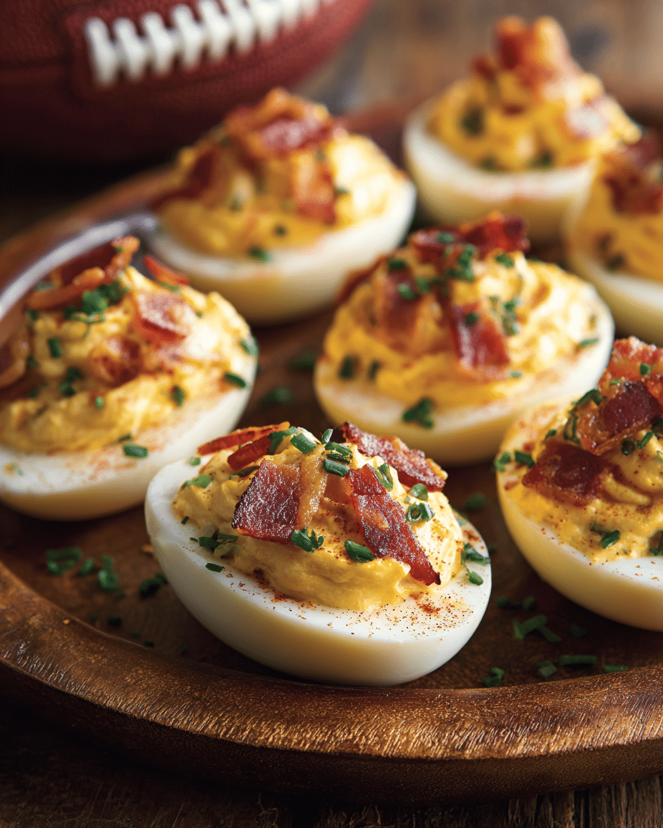 Football Food Bacon‑Cheddar Deviled Eggs – Creamy, Savory & Bite-Sized