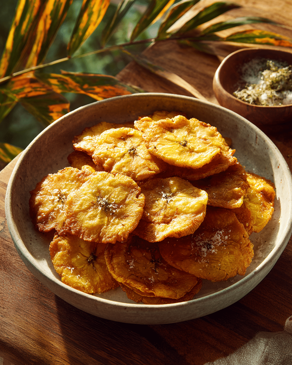 Plantain Tostones – Crispy, Salty & Irresistible