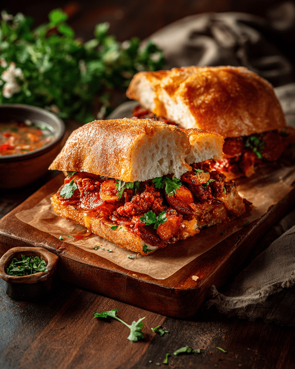 Pambazo Sandwich with Chorizo – Fried Red Bread Mexican Independence Day Food