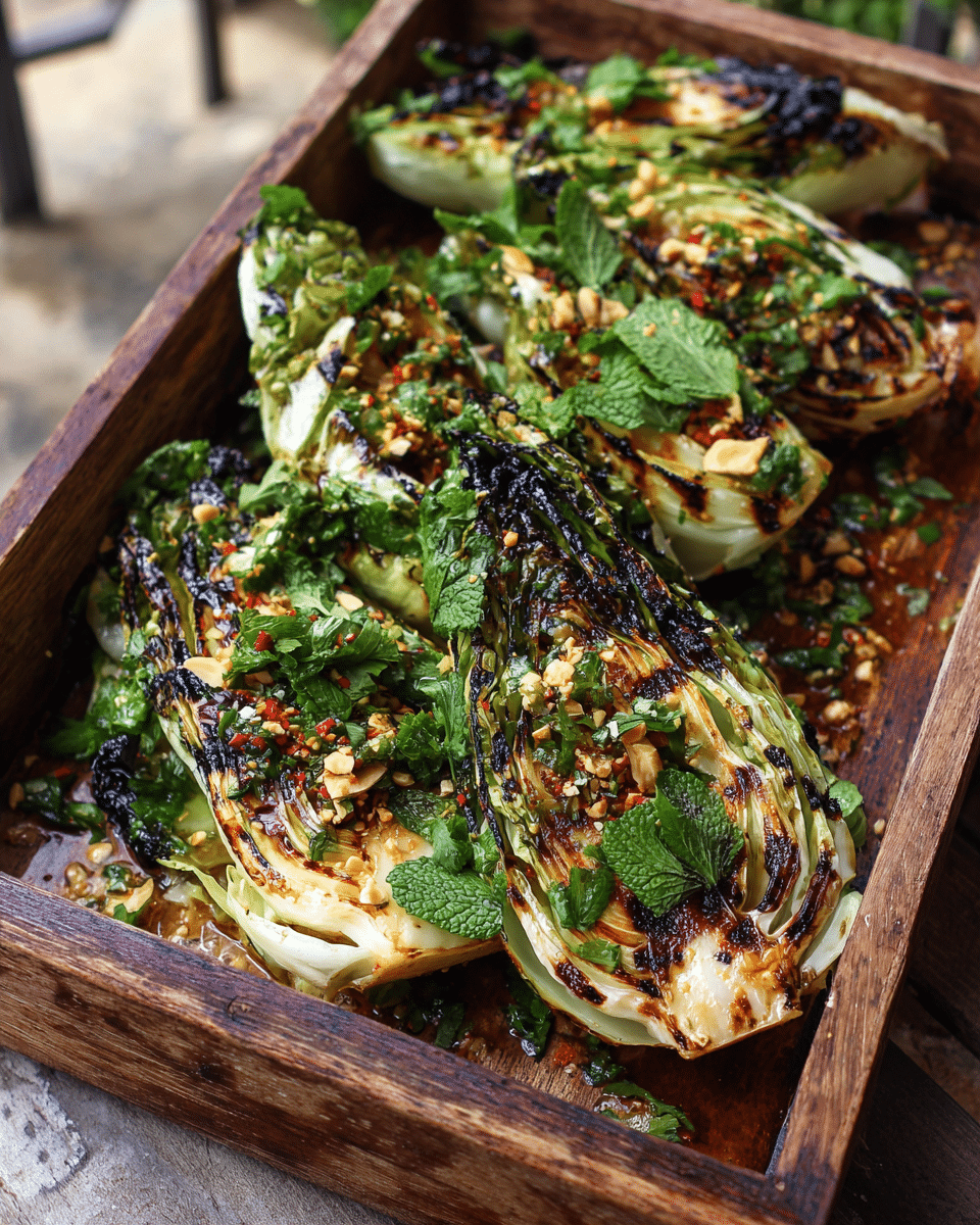 Labor Day Charred Cabbage with Thai Dressing – Bold, Tangy & Charred