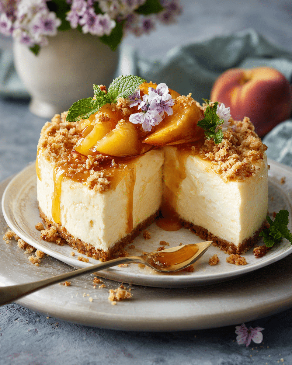 Peach Cobbler Cheesecake – Decadent, Creamy & Cobbler-Inspired Sweet