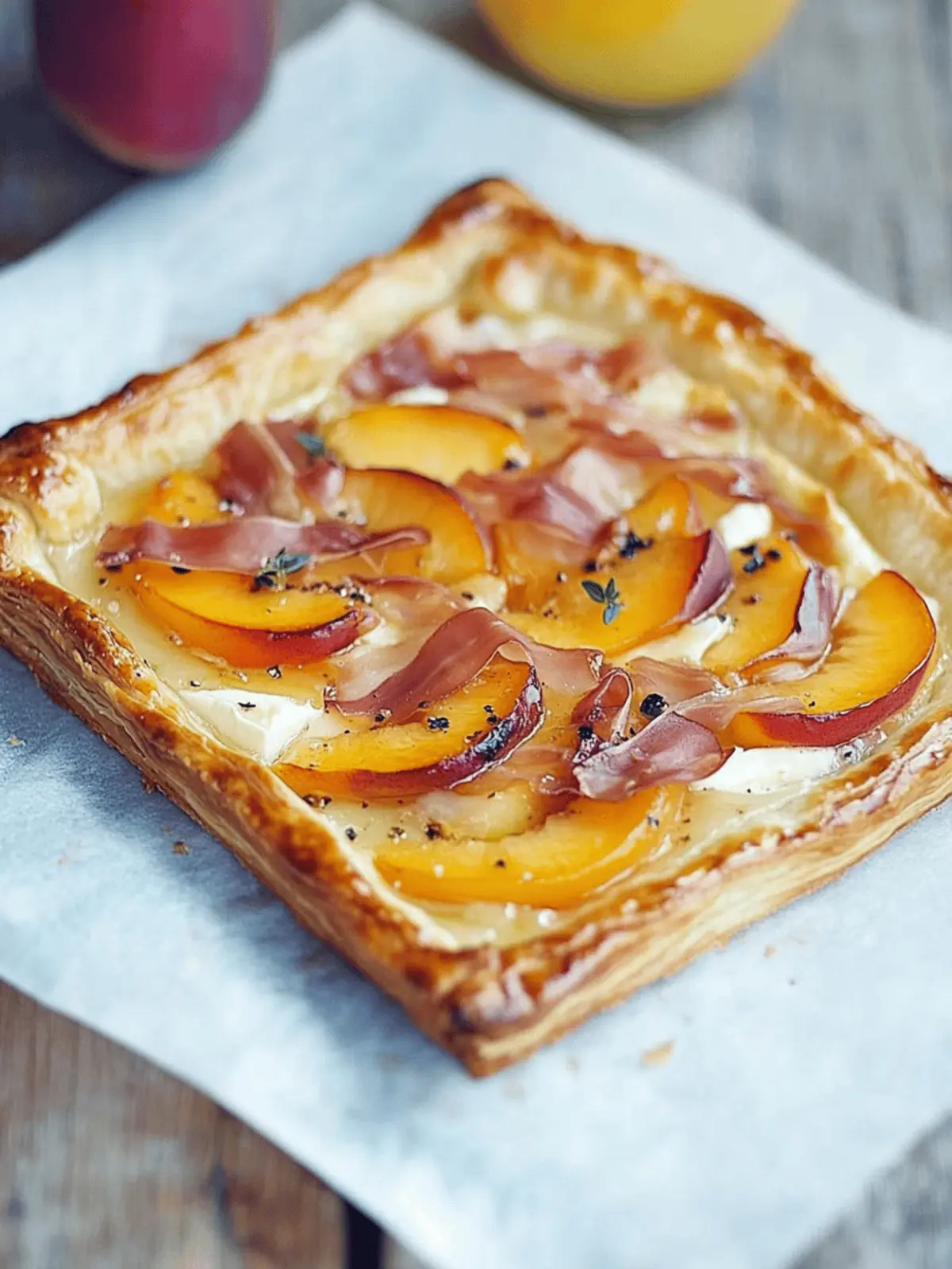 Peach Puff Pastry Tart with Prosciutto & Brie ~ Simple and Amazing