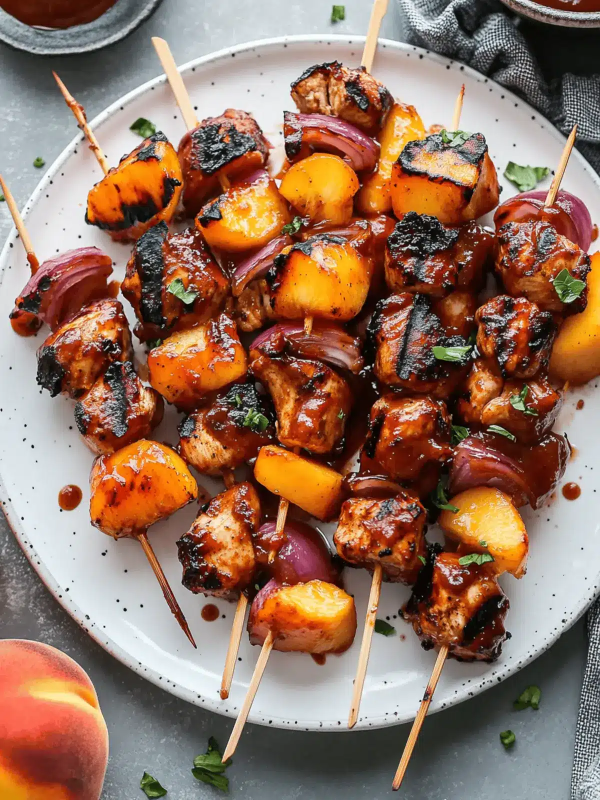 Oven Baked BBQ Chicken & Peach Skewers
