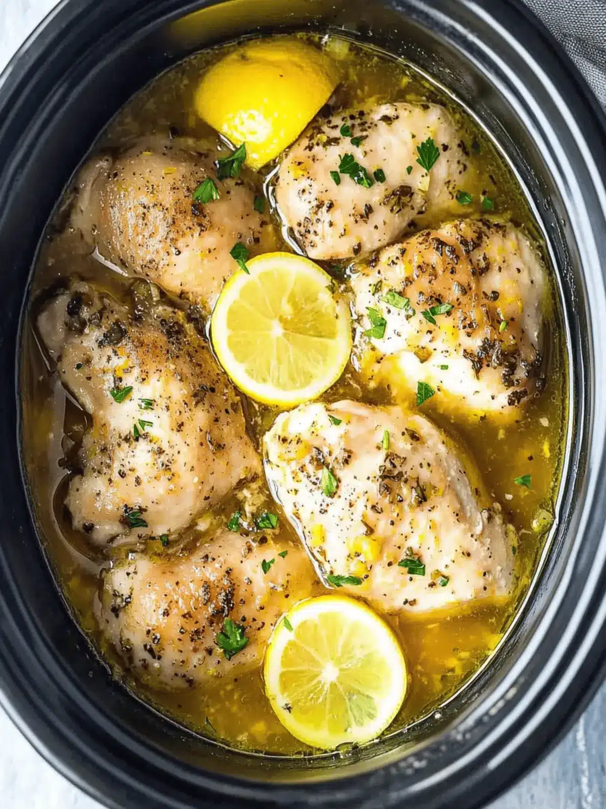 Slow Cooker Lemon Garlic Chicken Thighs