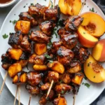 Oven Baked BBQ Chicken & Peach Skewers