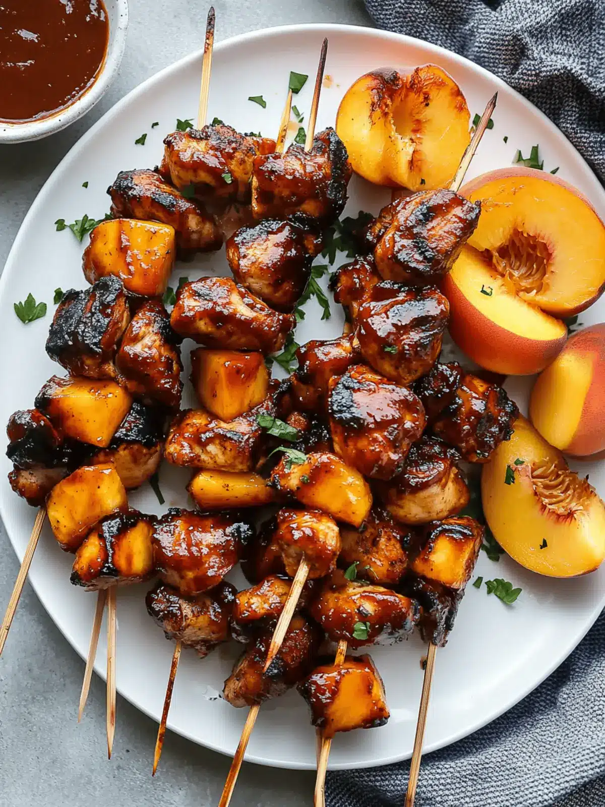 Oven Baked BBQ Chicken & Peach Skewers