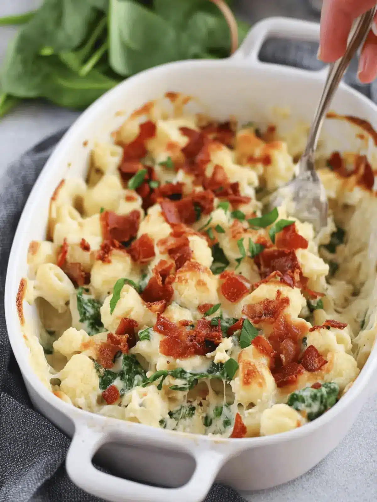 Spinach Cauliflower Mac and Cheese