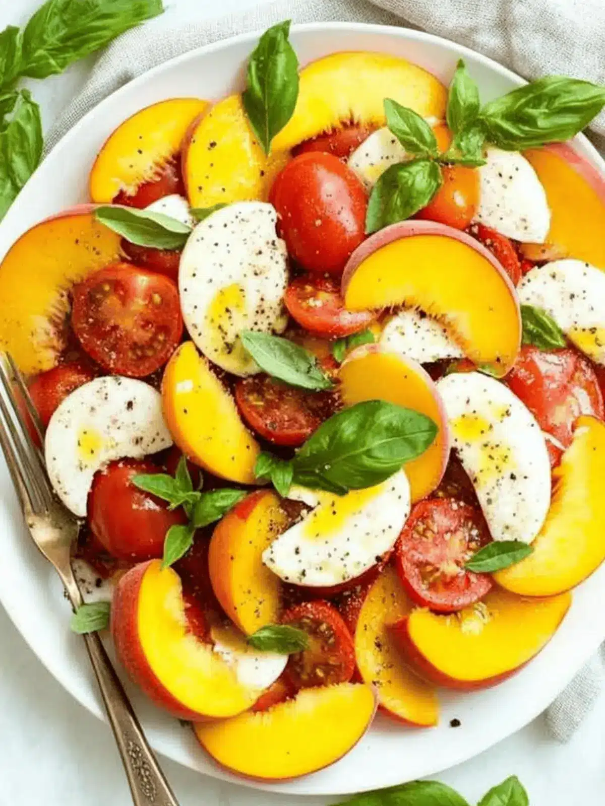 10-Minute Peach Caprese Salad with Heirloom Tomatoes Bliss