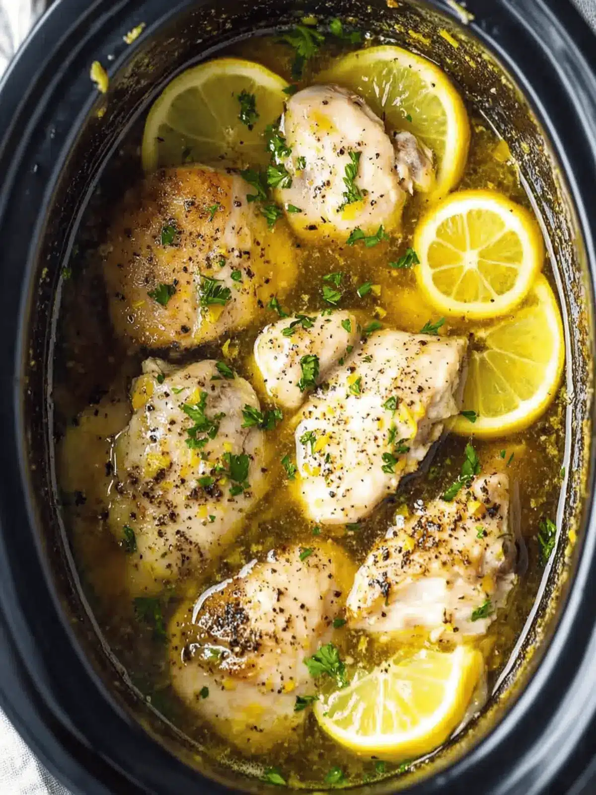 Slow Cooker Lemon Garlic Chicken Thighs