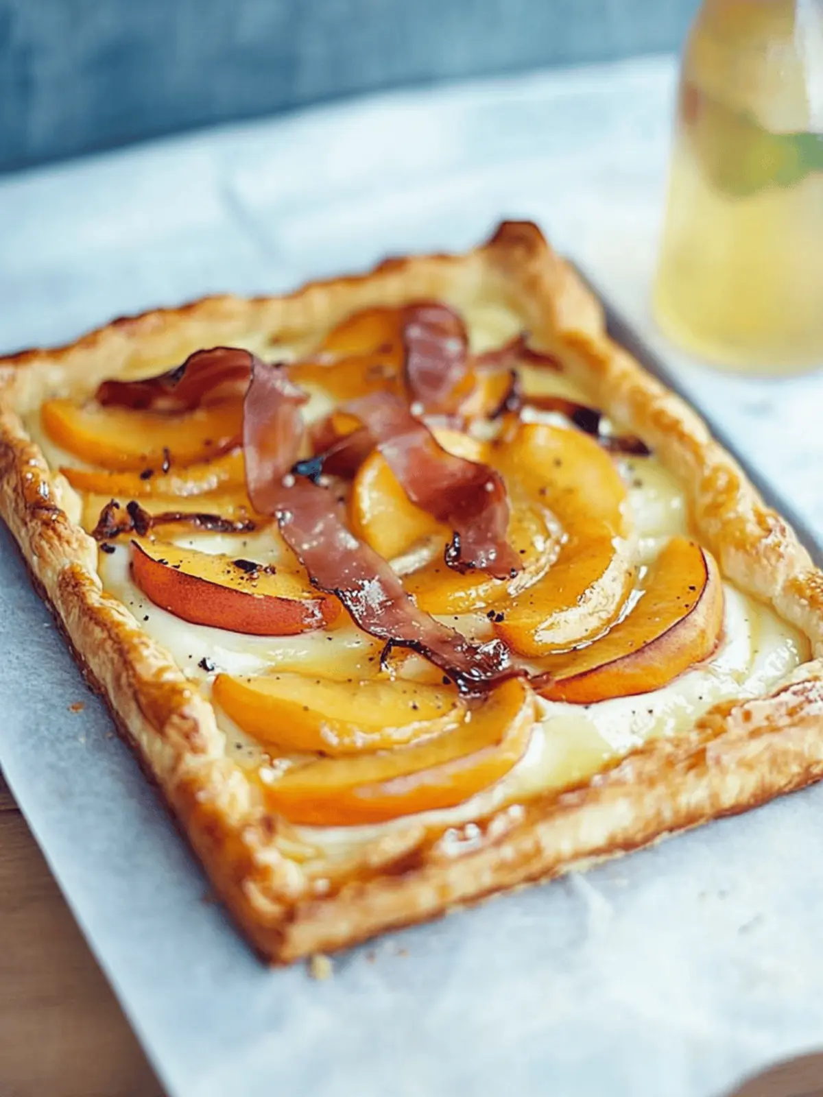 Easy Peach Puff Pastry Tart with Prosciutto & Brie Bliss