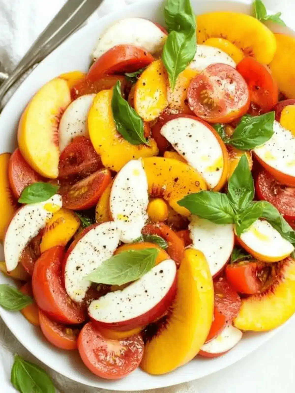 10-Minute Peach Caprese Salad with Heirloom Tomatoes Bliss