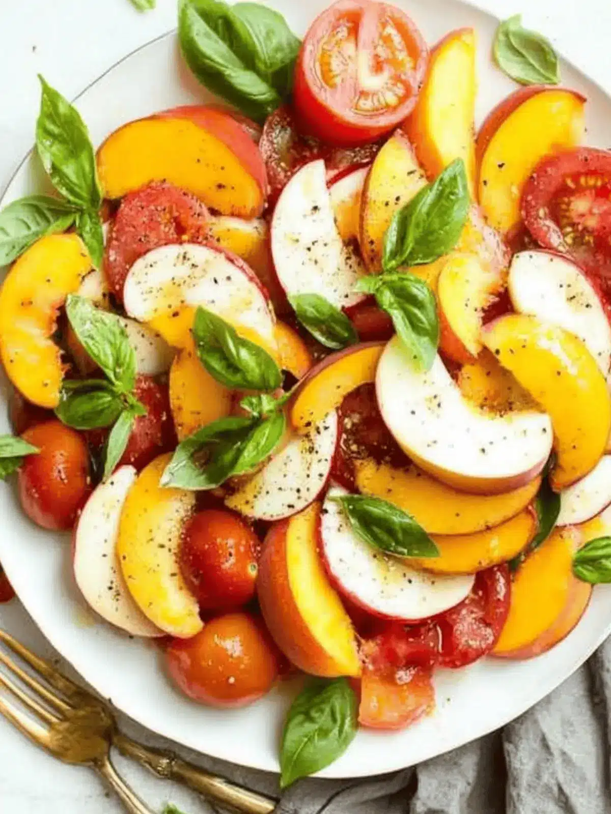 10-Minute Peach Caprese Salad with Heirloom Tomatoes Bliss