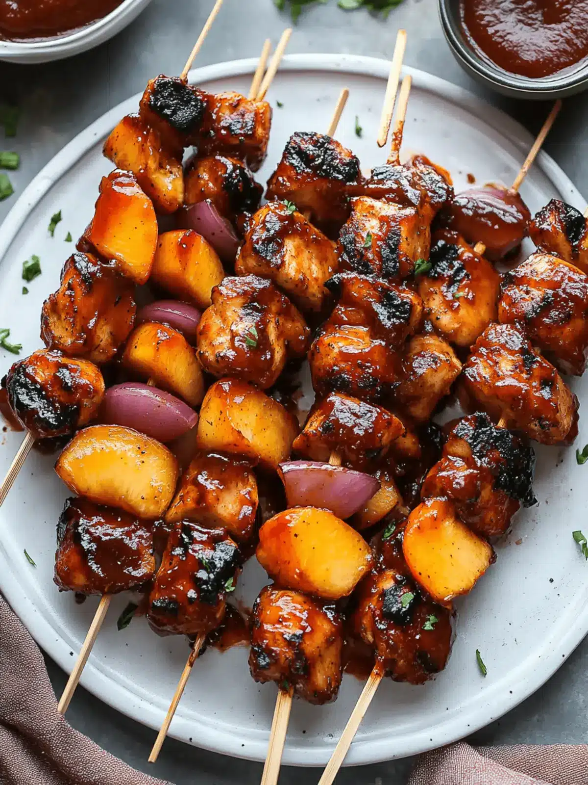 Oven Baked BBQ Chicken & Peach Skewers