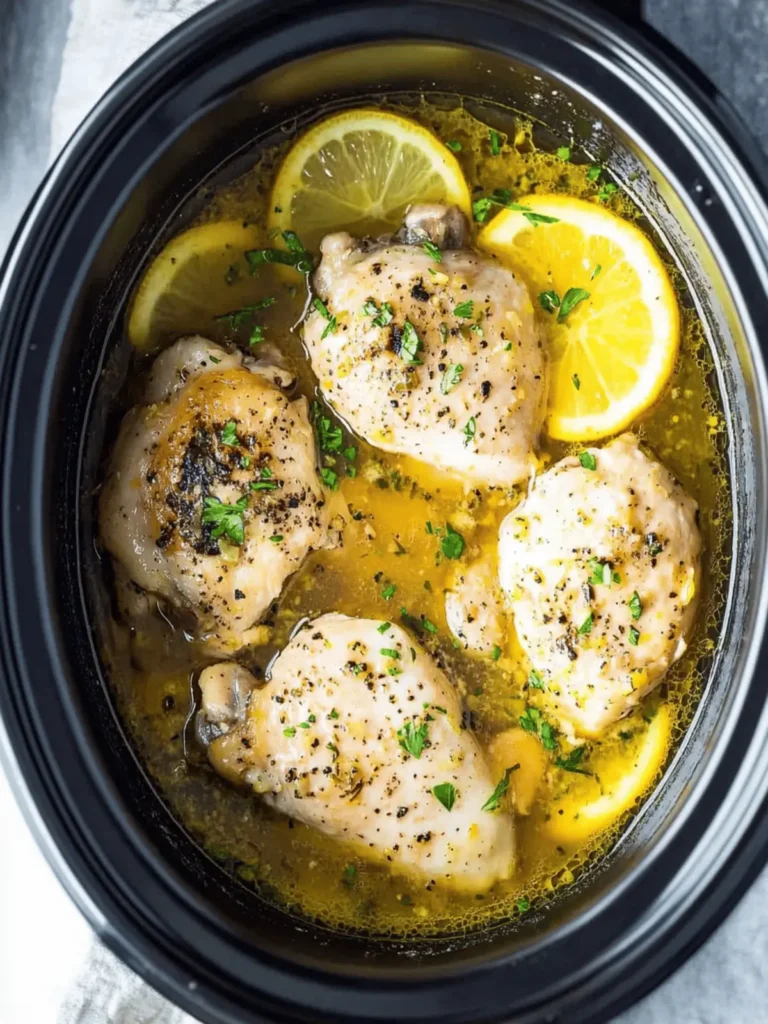 Slow Cooker Lemon Garlic Chicken Thighs