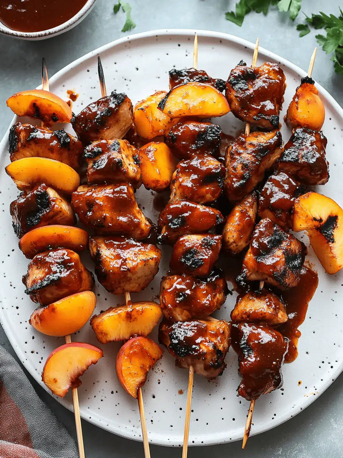 Oven Baked BBQ Chicken & Peach Skewers