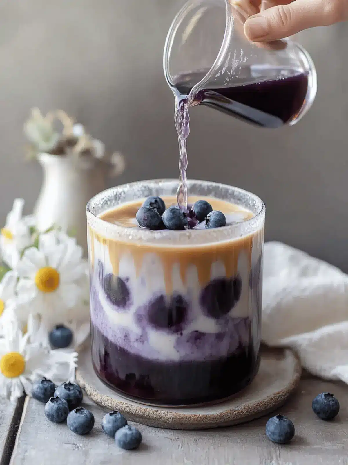 Iced Blueberry Latte Bliss: Delight in Homemade Flavor