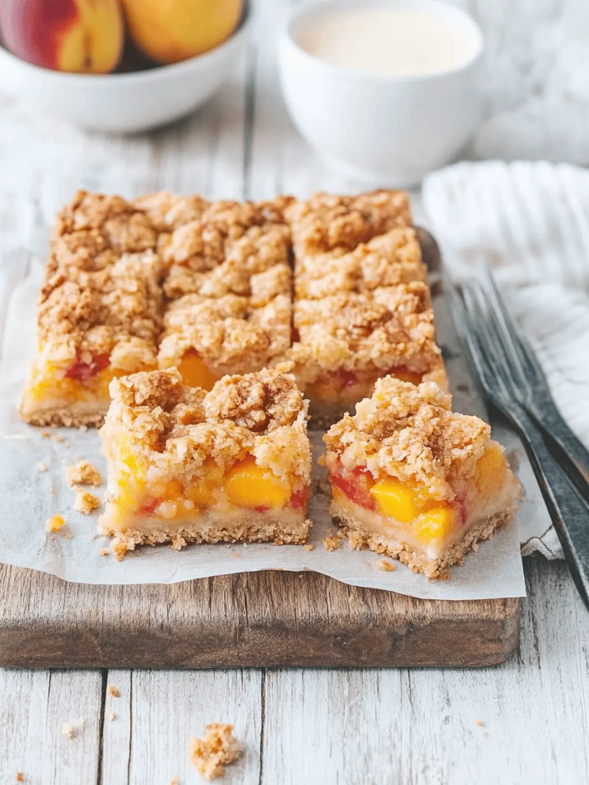 Peaches and Cream Crumble Bars