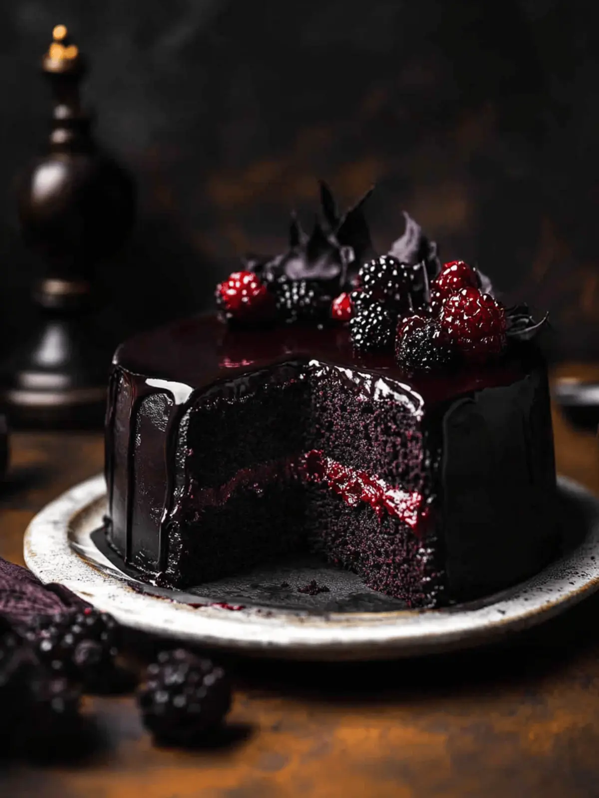 Spooky Black Velvet Halloween Cake
