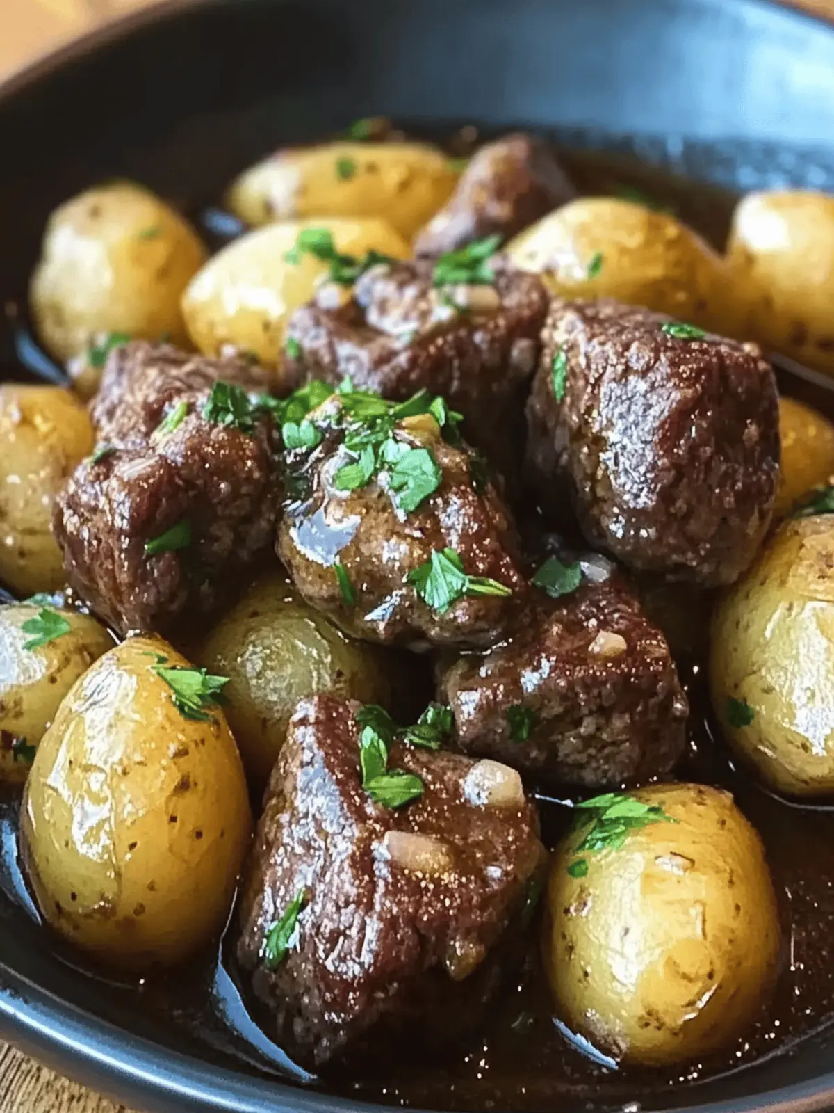 Garlic Butter Beef Bites & Potatoes make a perfect dinner