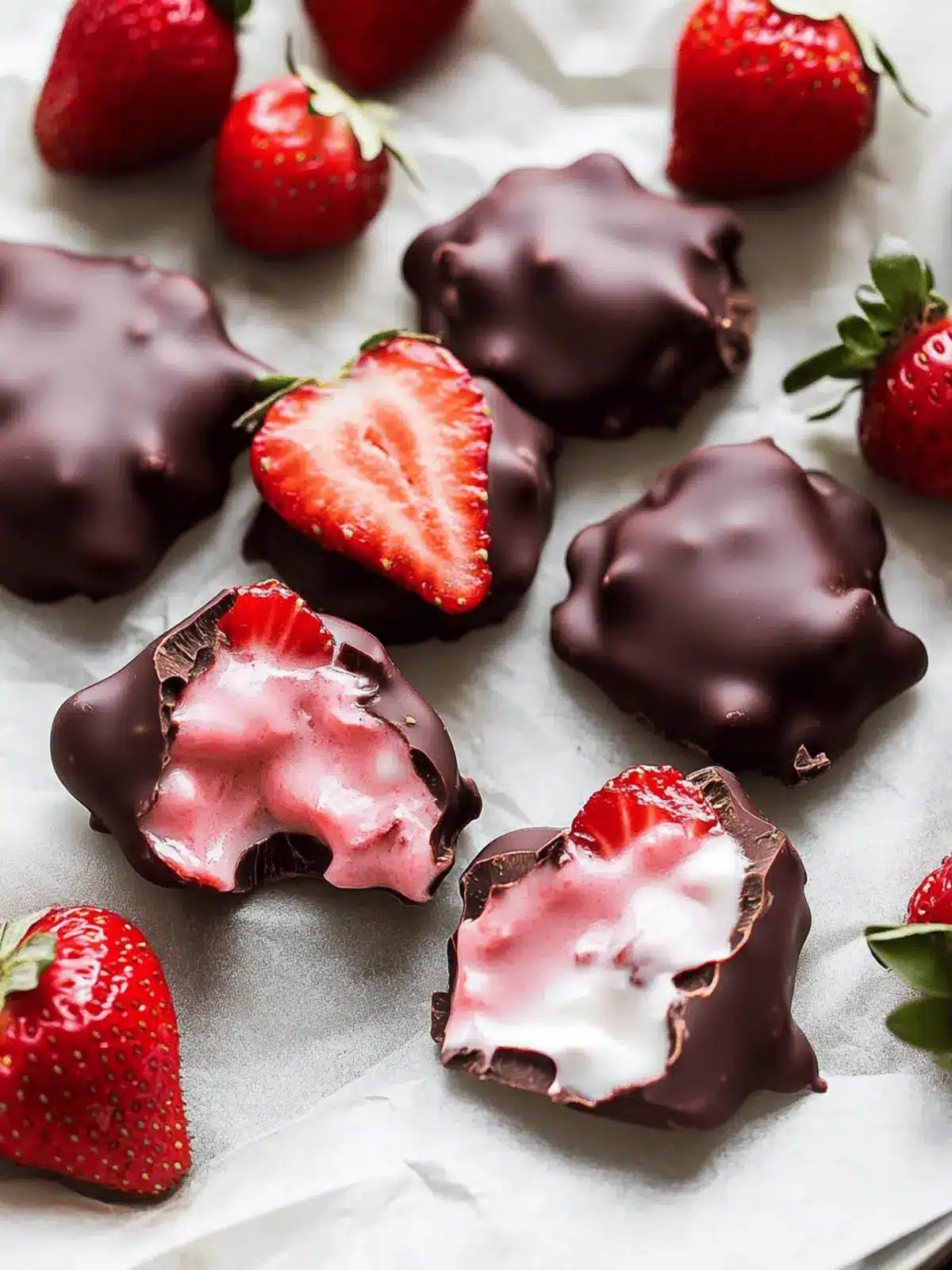 Chocolate-Covered Strawberry Yogurt Clusters