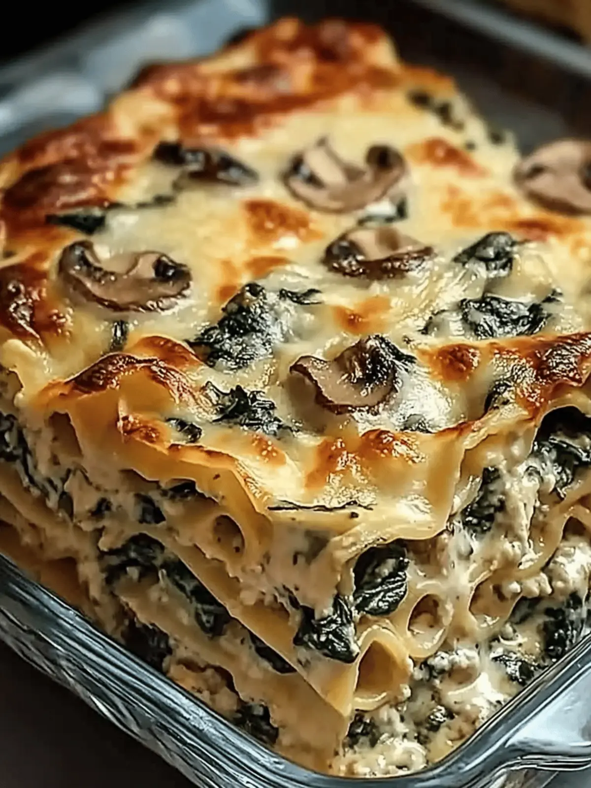 Creamy Spinach Mushroom Lasagna