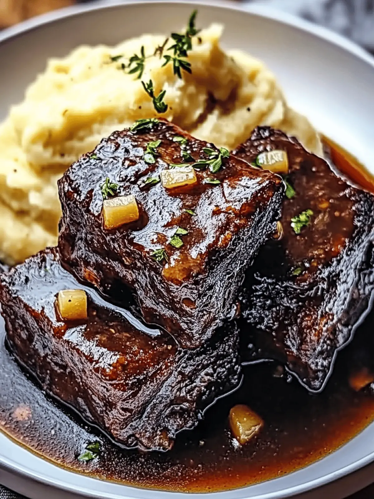 Tender Braised Short Ribs with Garlic Mashed Potatoes