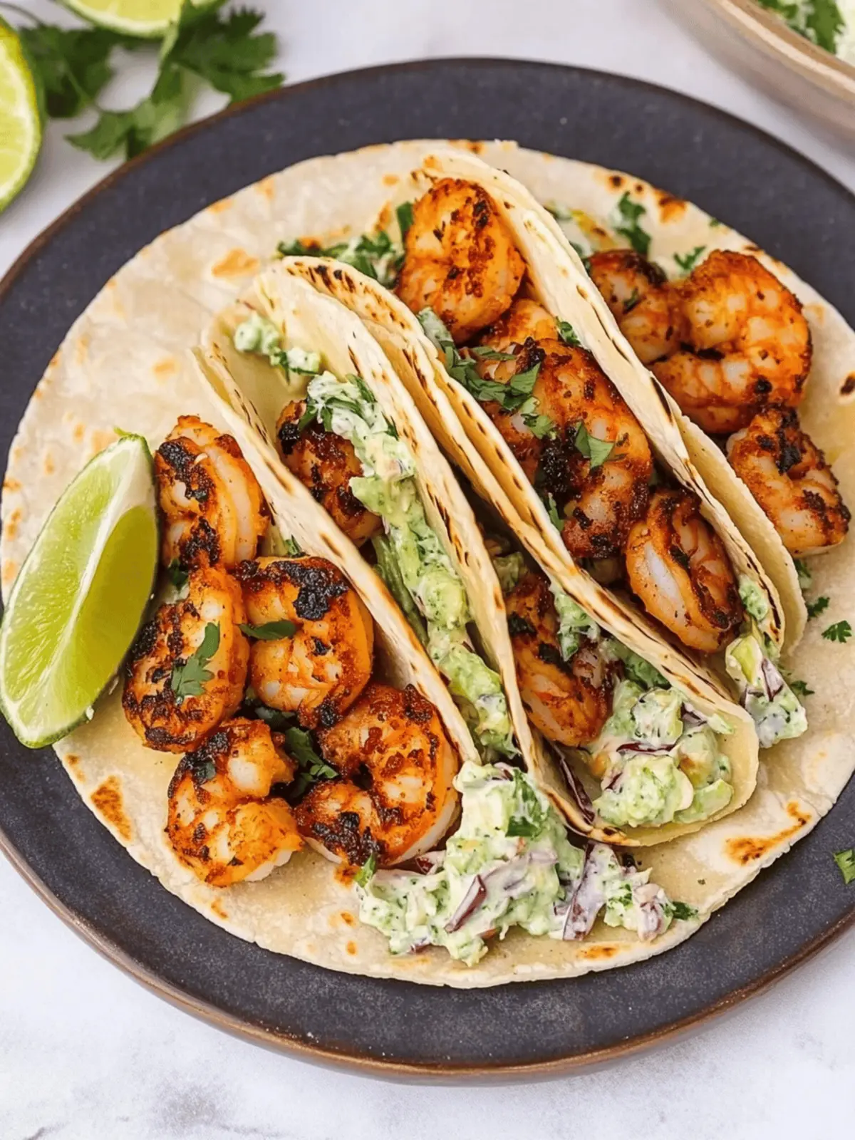 Cilantro Lime Shrimp Tacos with Creamy Slaw