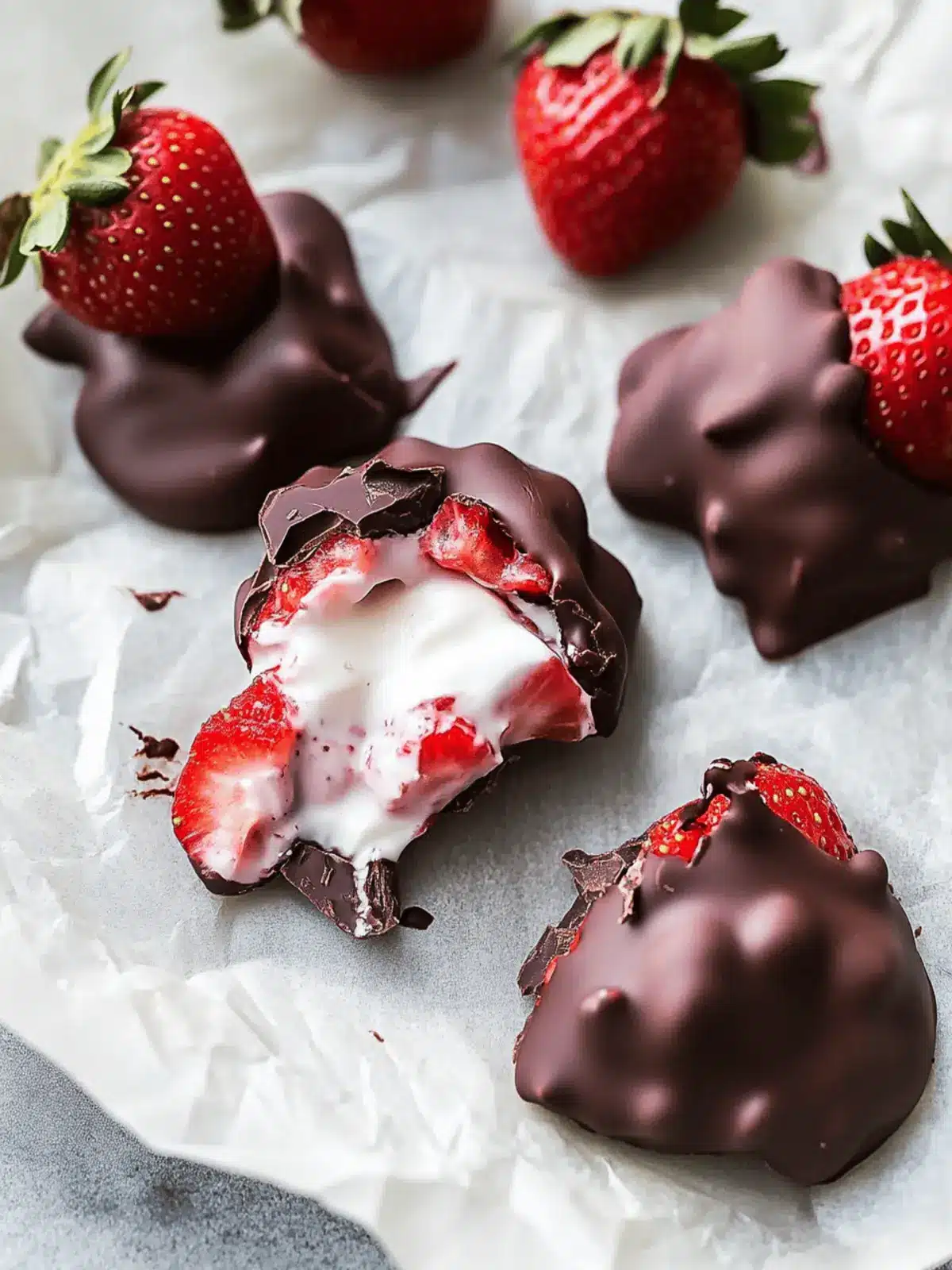 Chocolate-Covered Strawberry Yogurt Clusters
