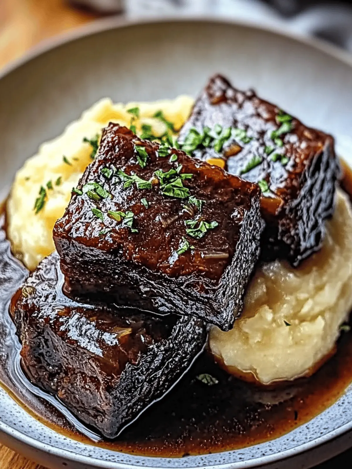 Tender Braised Short Ribs with Garlic Mashed Potatoes