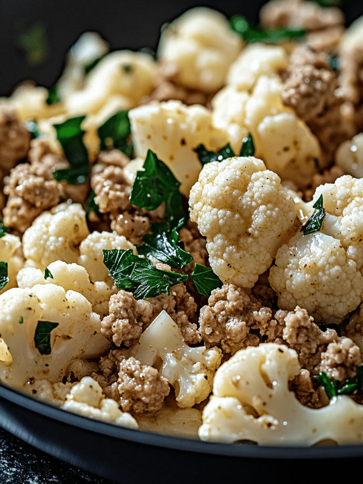 Garlic Butter Ground Turkey with Cauliflower Skillet