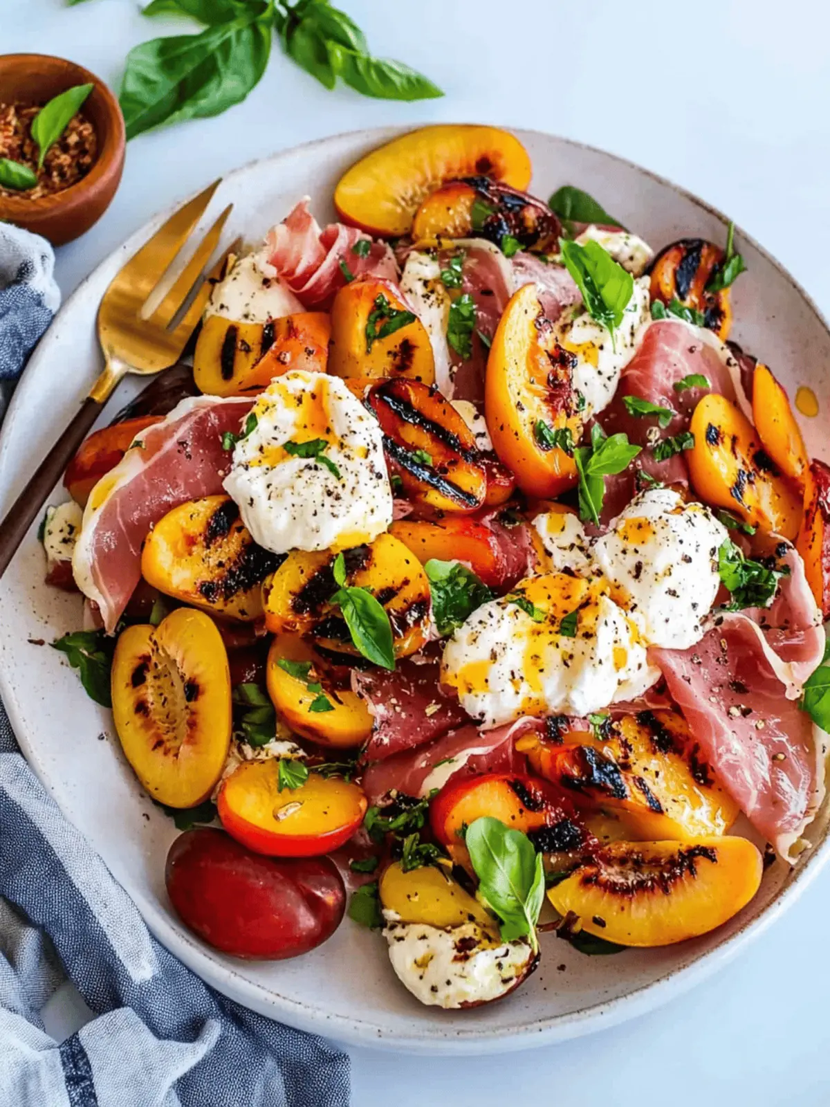 Grilled Nectarine Burrata Prosciutto Salad