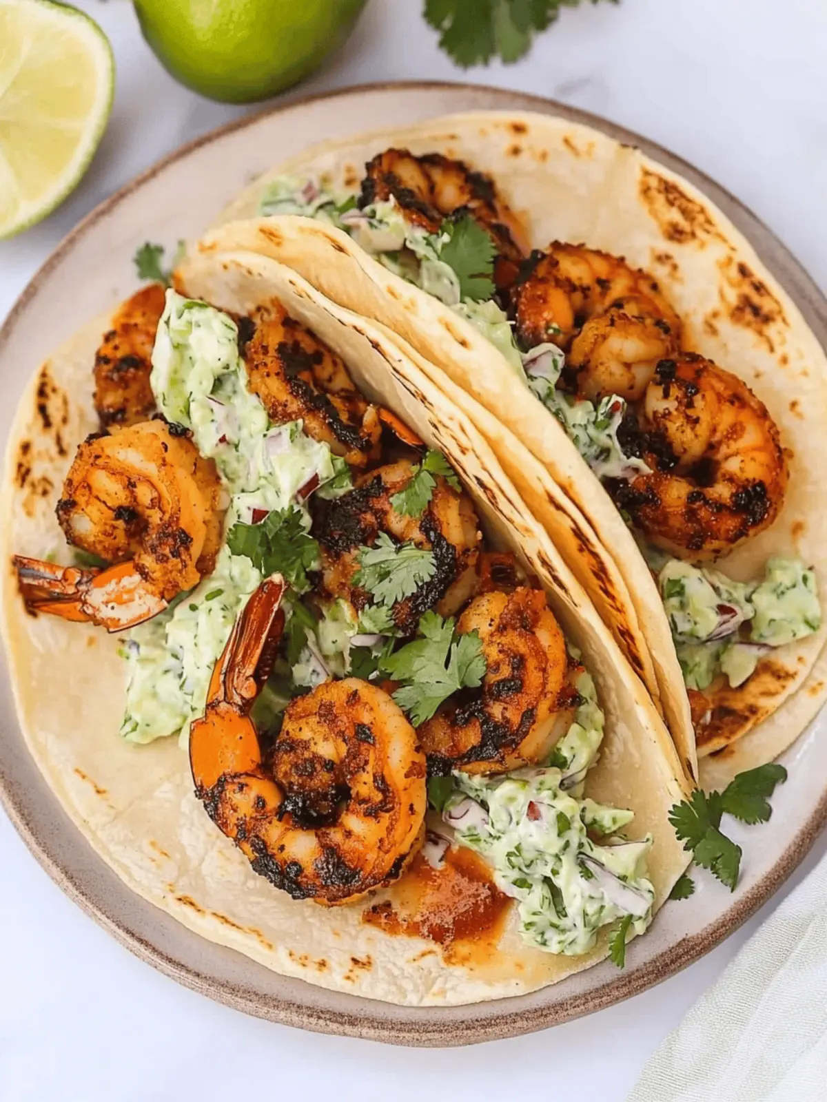 Cilantro Lime Shrimp Tacos with Creamy Slaw