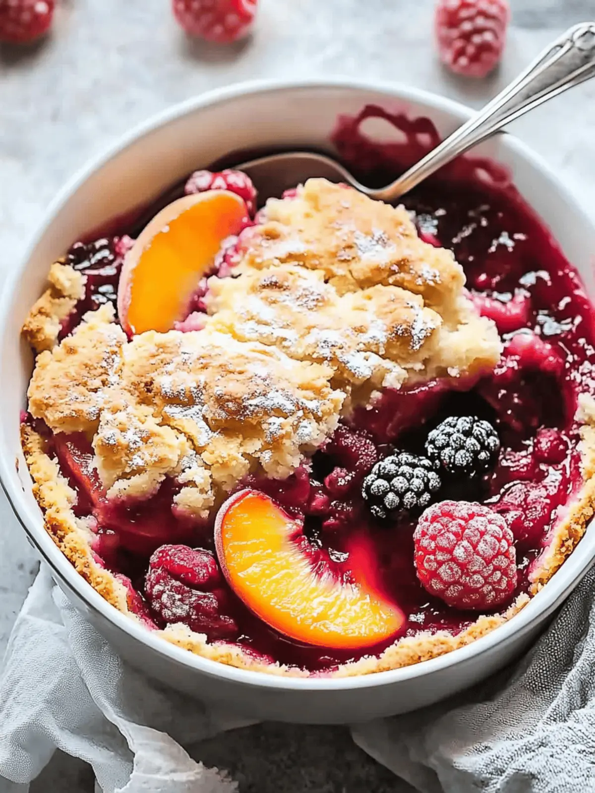 Easy Peach and Raspberry Cobbler