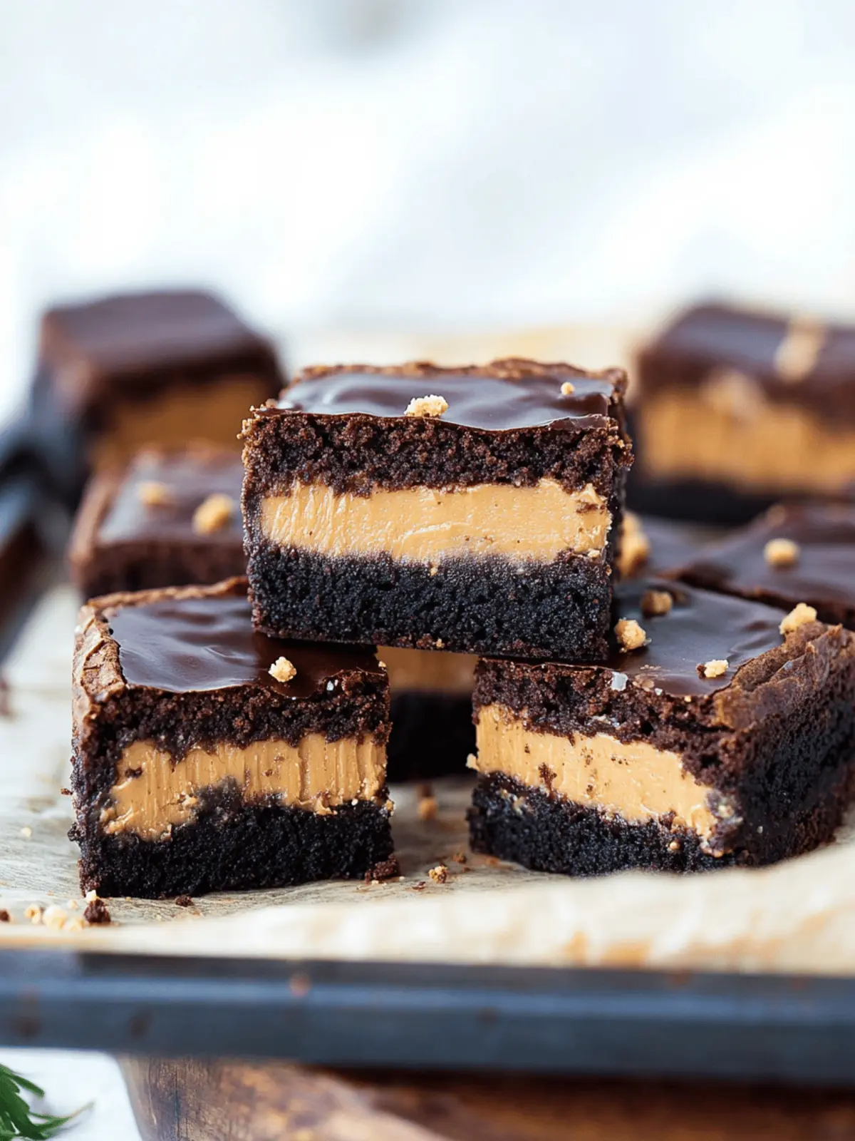 Layered Peanut Butter Crunch Brownies