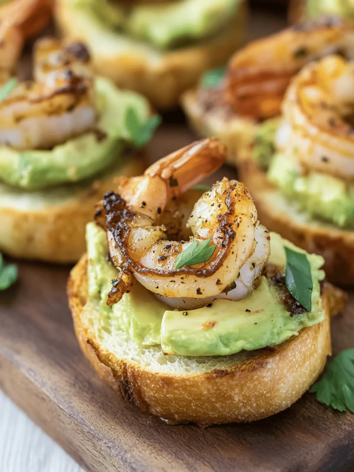 Garlic Shrimp Crostini with Avocado