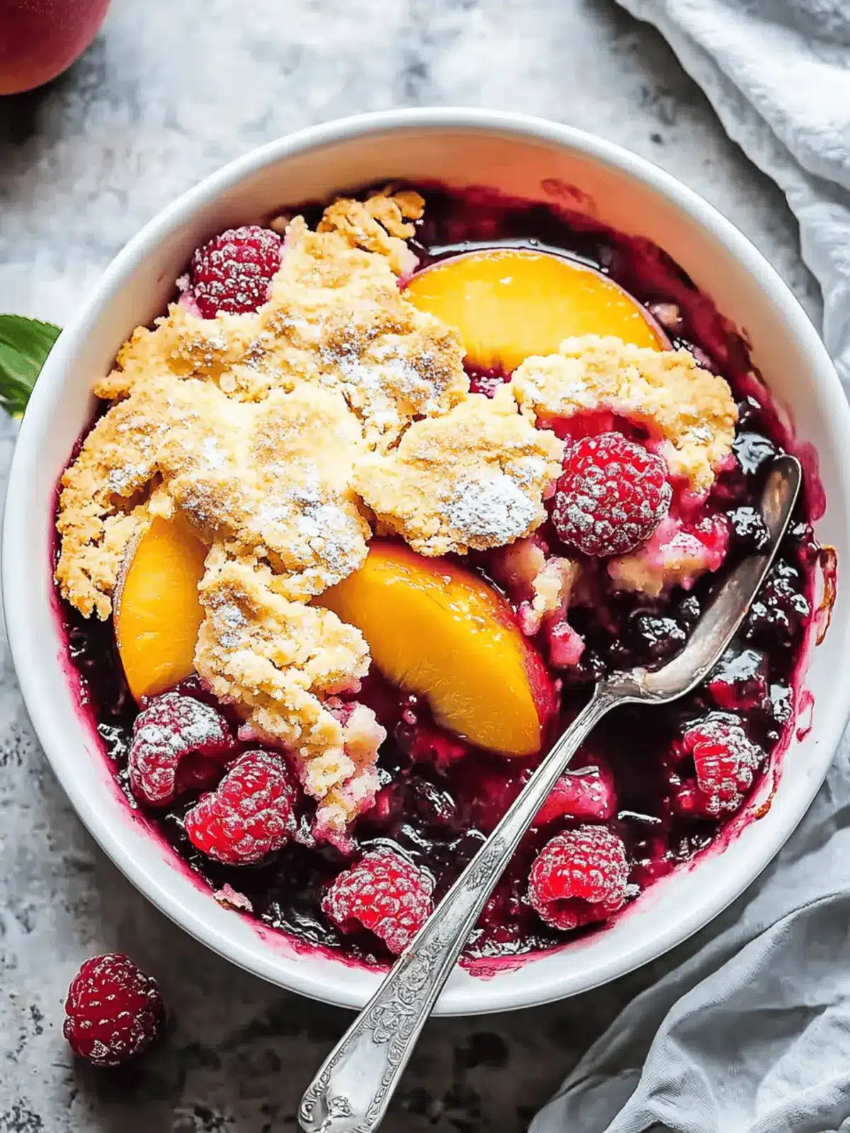 Easy Peach and Raspberry Cobbler
