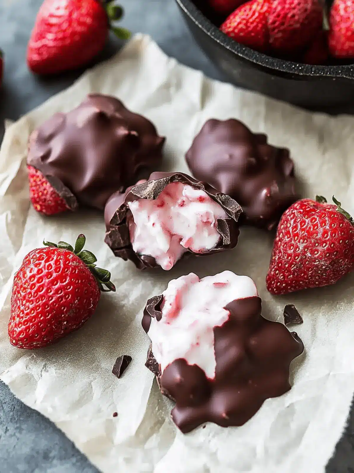 Chocolate-Covered Strawberry Yogurt Clusters