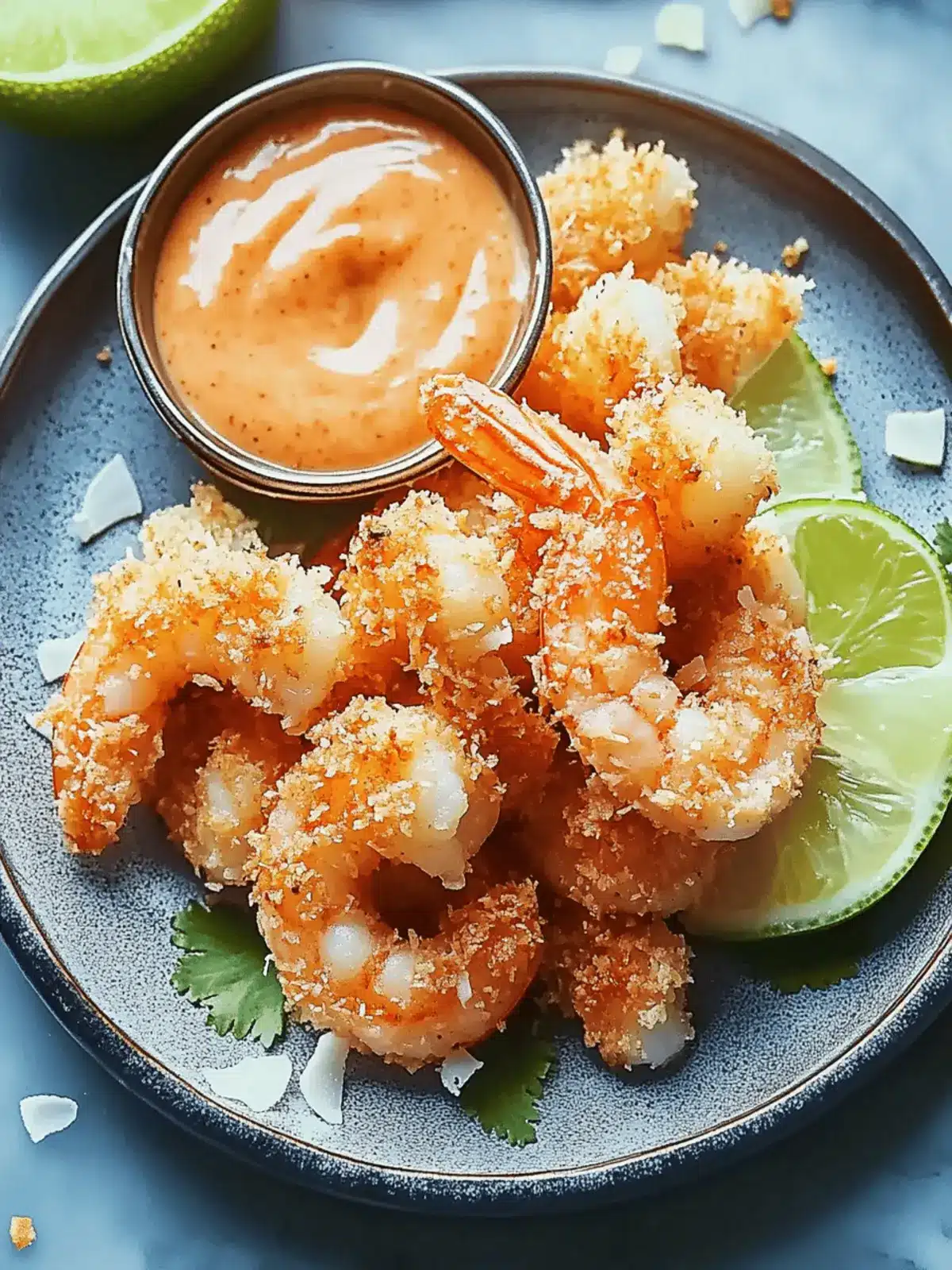 Crunchy Coconut-Sesame Shrimp with Spicy Lime Mayo Delight